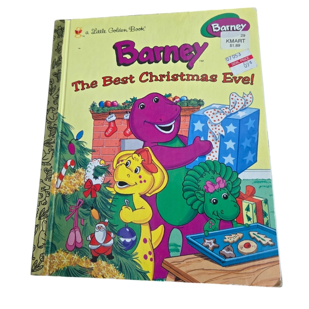 Vintage 1990s Barney The Best Christmas Eve Little Golden Book